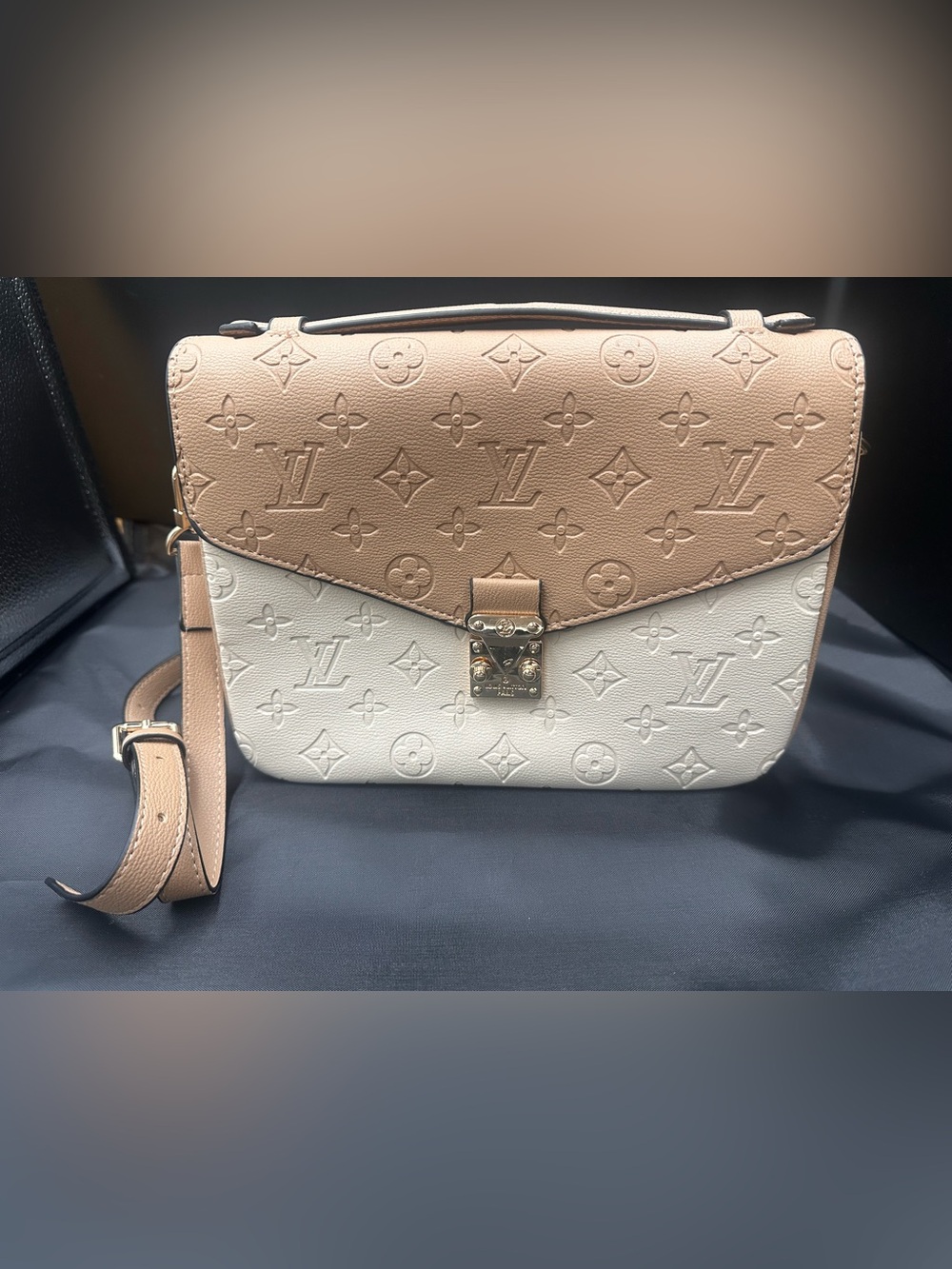 Fashion bag- Two-Tone Beige and White Monogram Shoulder Bag